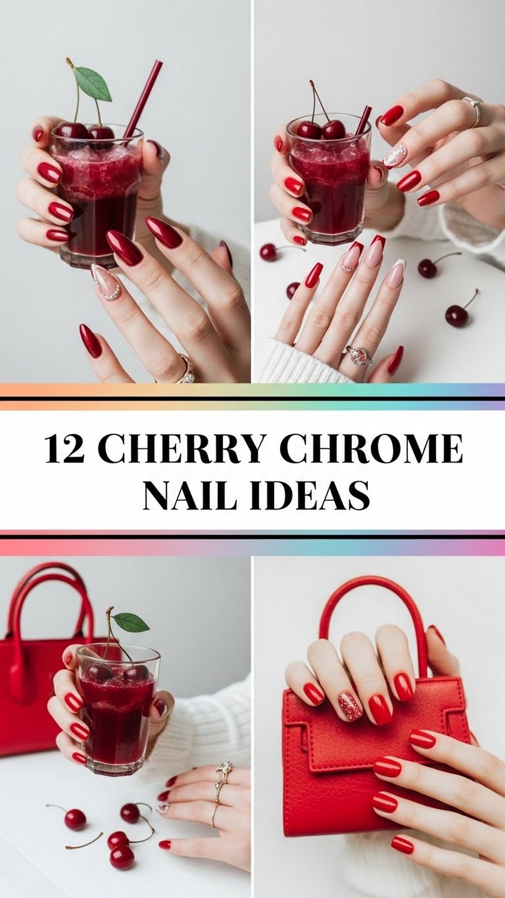 Cherry Chrome Nail Ideas