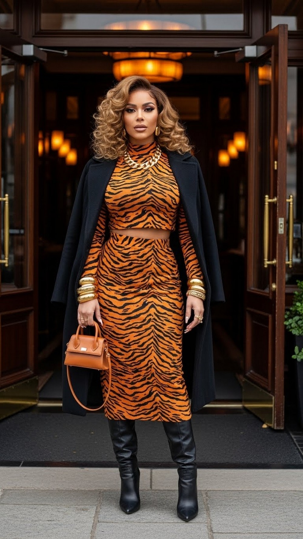 Animal Print Co ord Set and Tall Boots