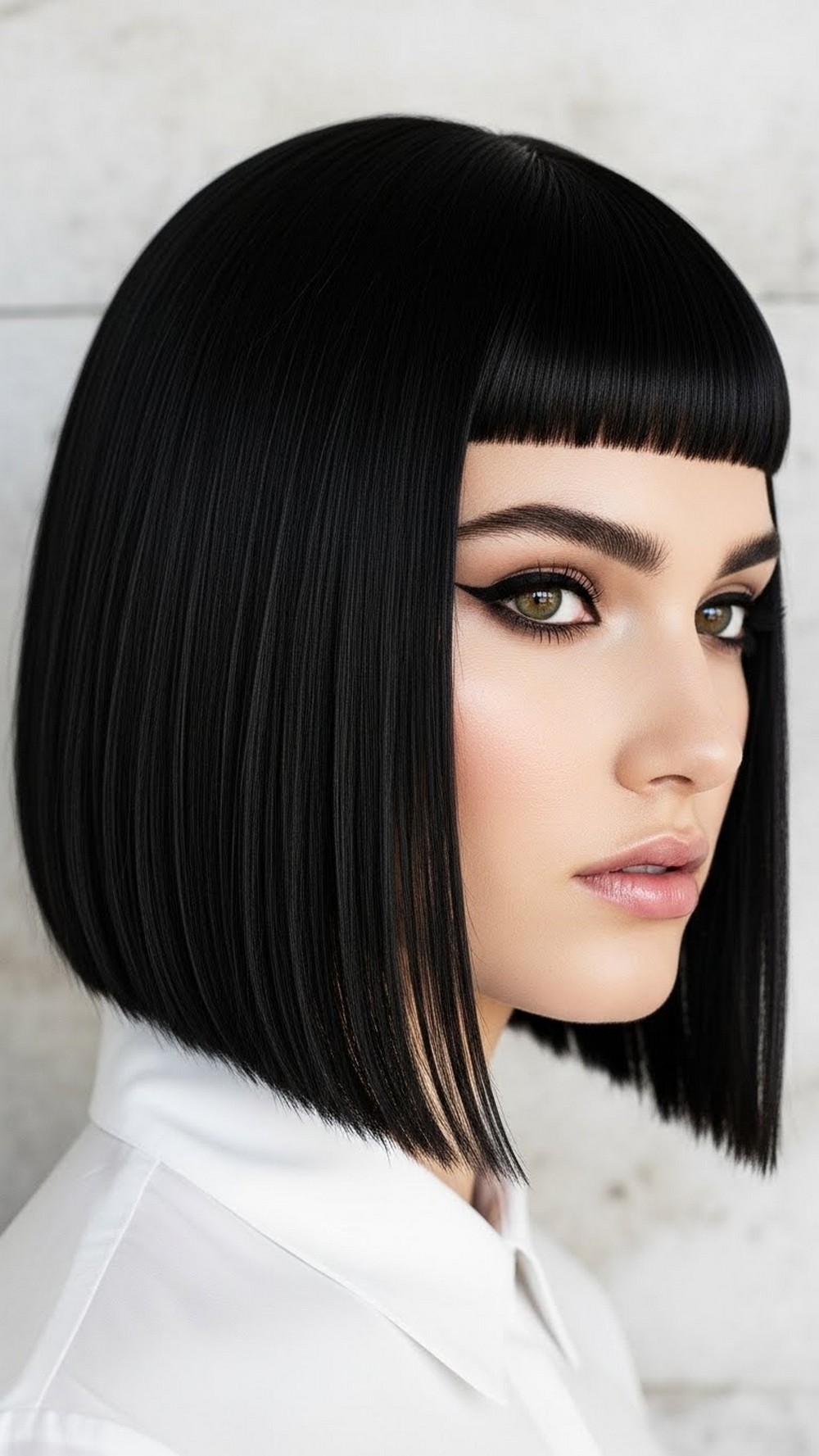 Blunt Power Bob with Micro Bangs Haircut