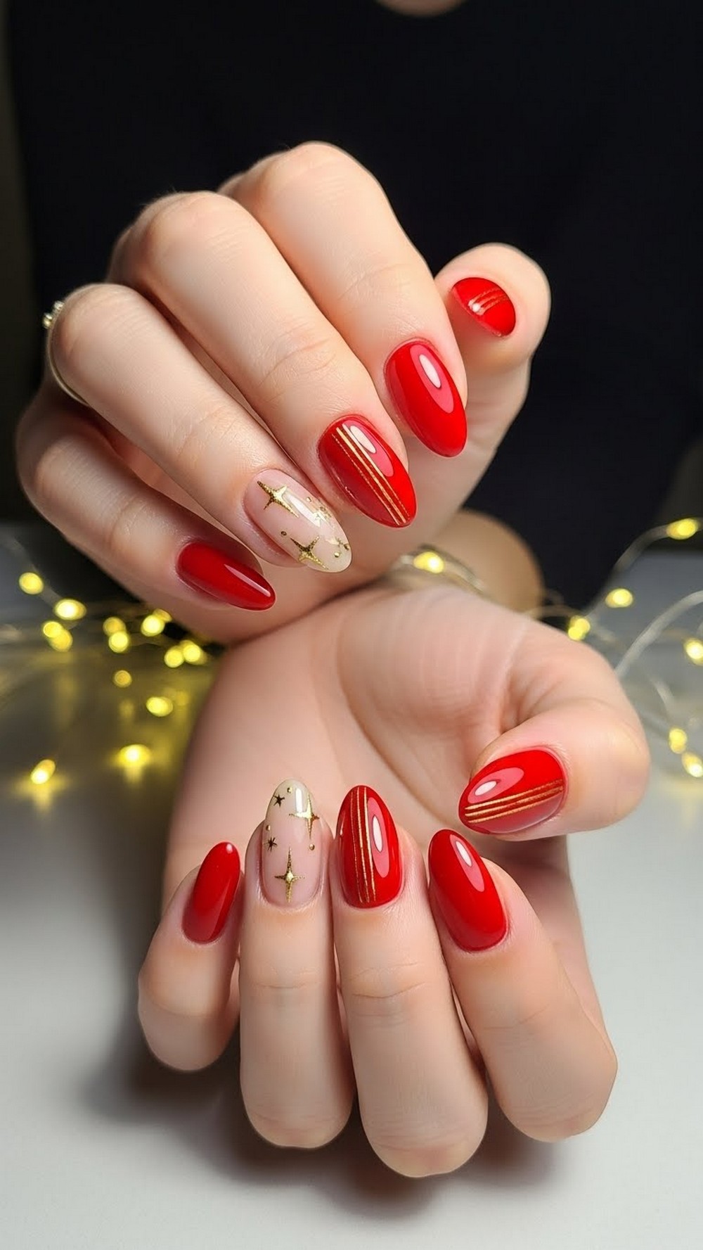 Cherry Chrome Holiday Party Nails