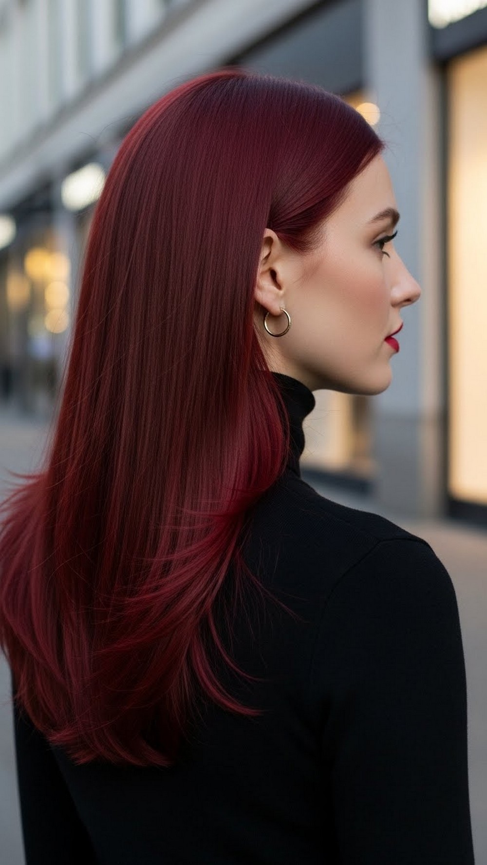 Classic Glossy Cherry Red Hair Color