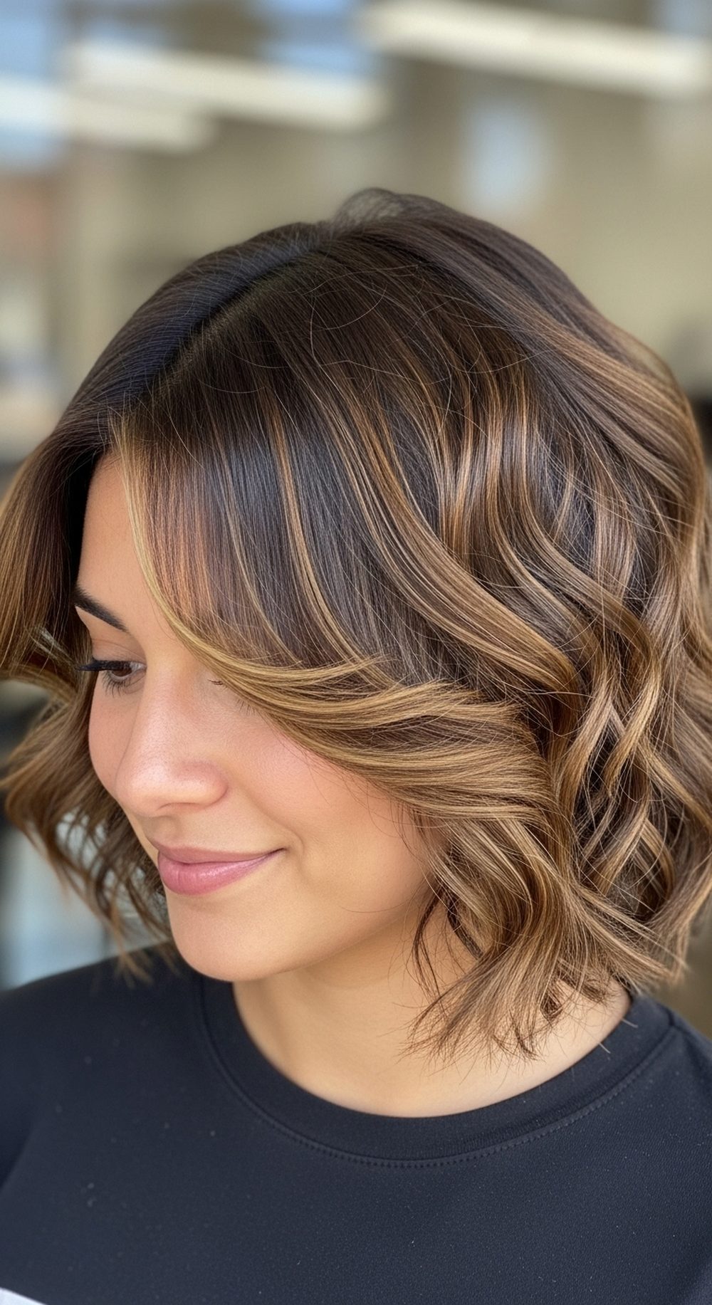 Curly Italian Bob with Sculpted Layers