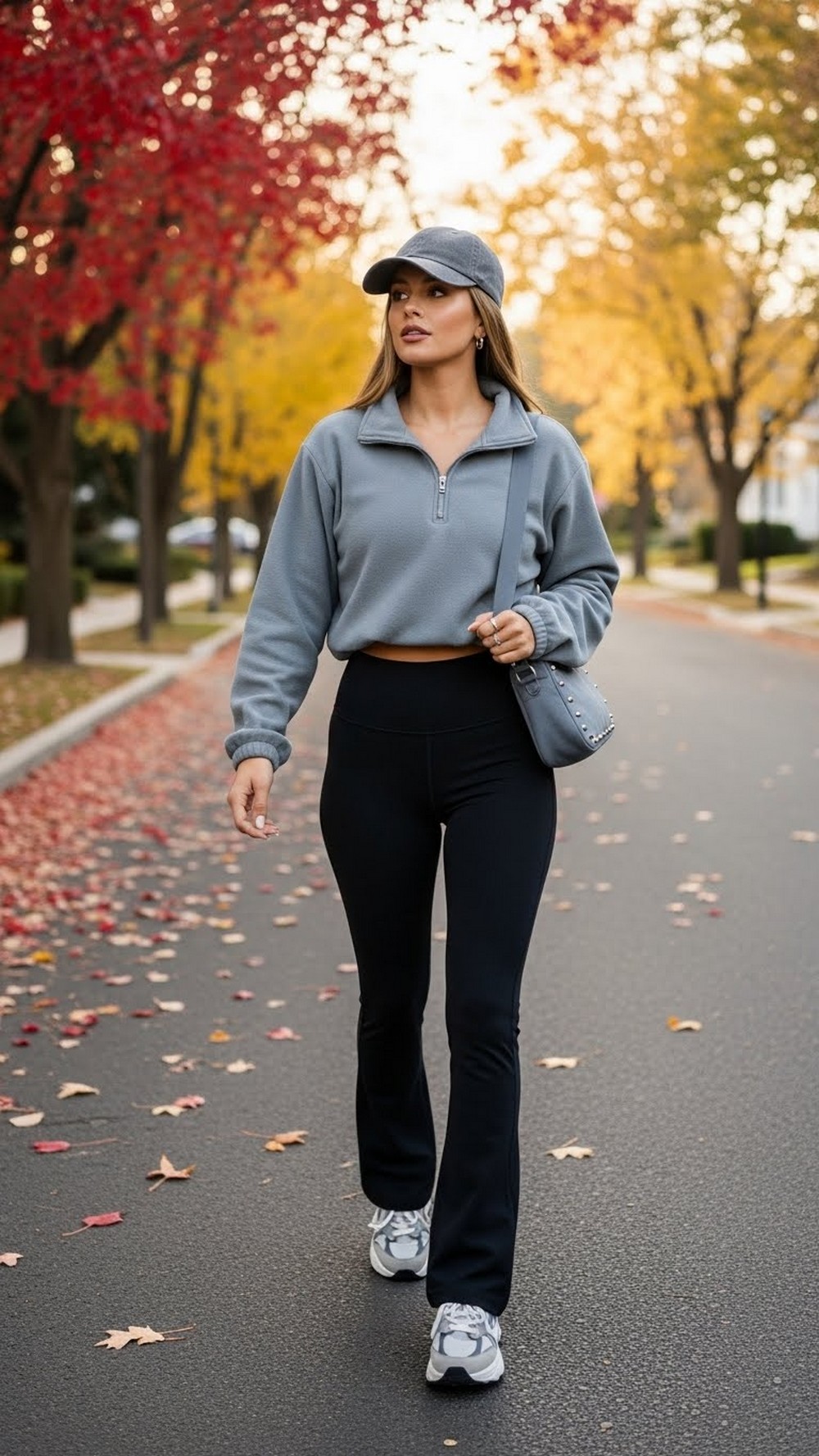 Half Zip Fleece and Flared Leggings
