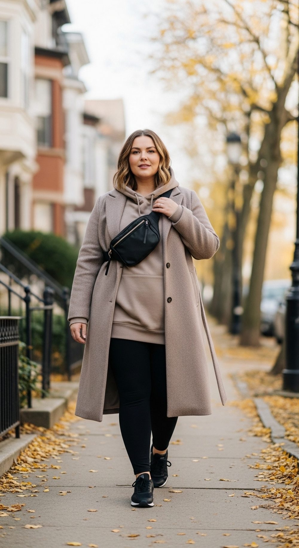 Hoodie, Wool Coat, and Leggings