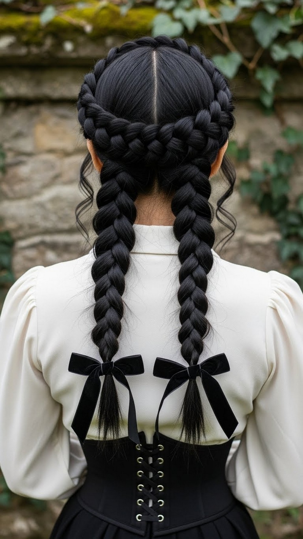 Milkmaid Braids with Velvet Bows