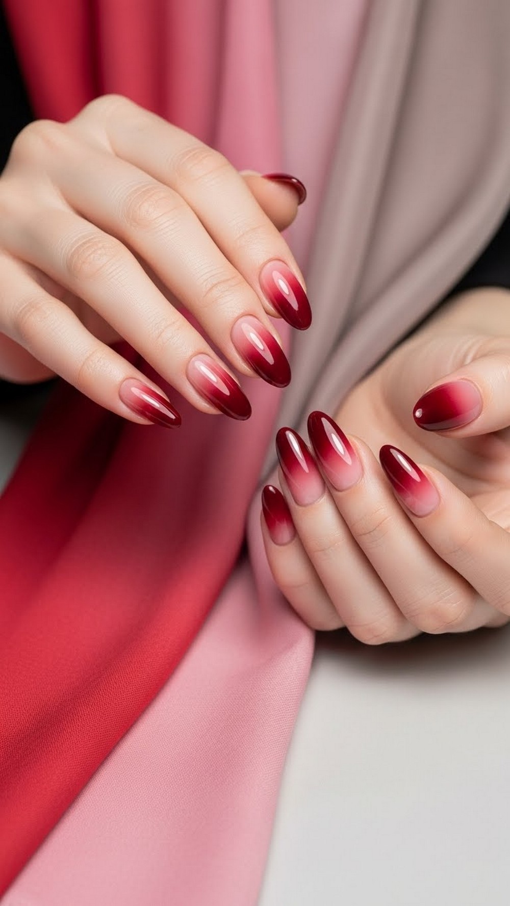 Ombre Cherry Chrome Nails