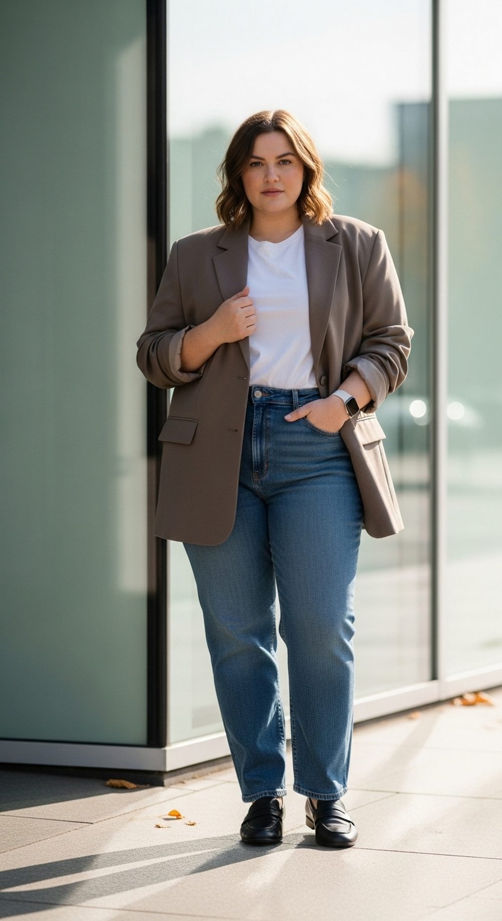 Oversized Blazer, White Tee, and Blue Jeans