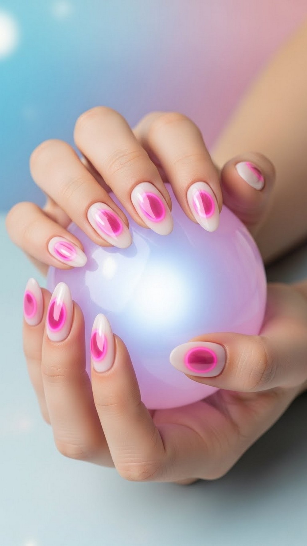 Pink Chrome Aura Nails