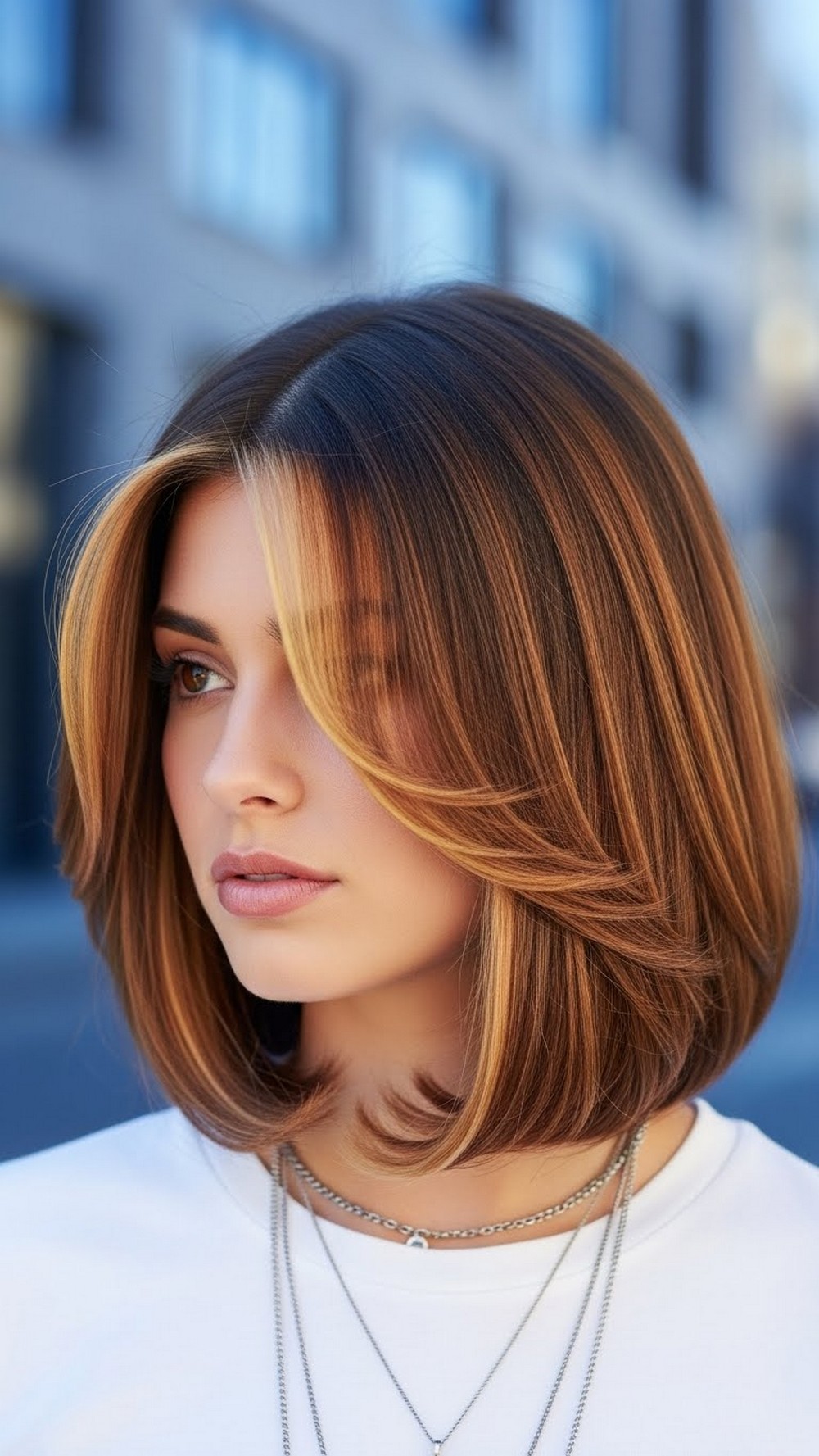 Power Bob with Face Framing Highlights Haircut