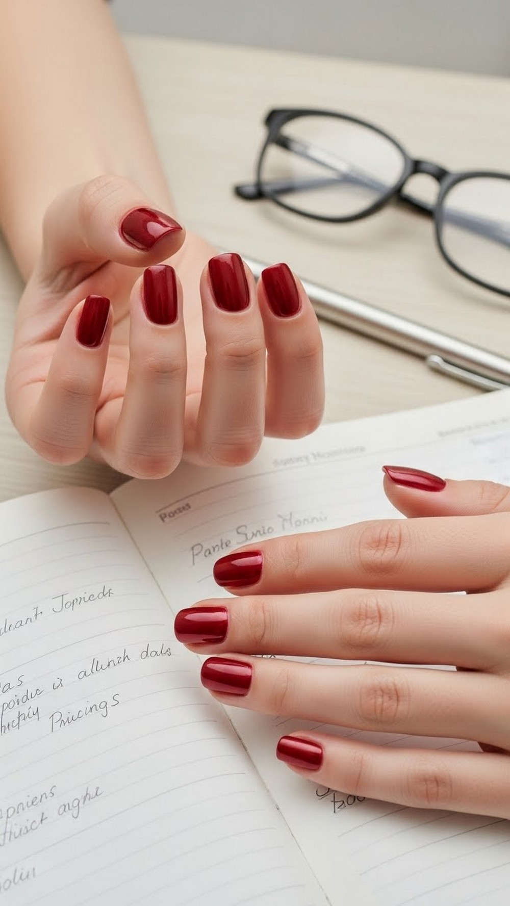 Short Everyday Cherry Chrome Nails