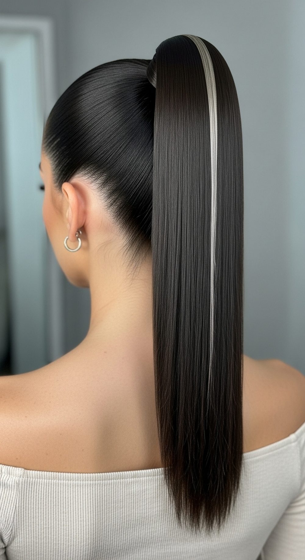 Sleek High Pony with Middle Part