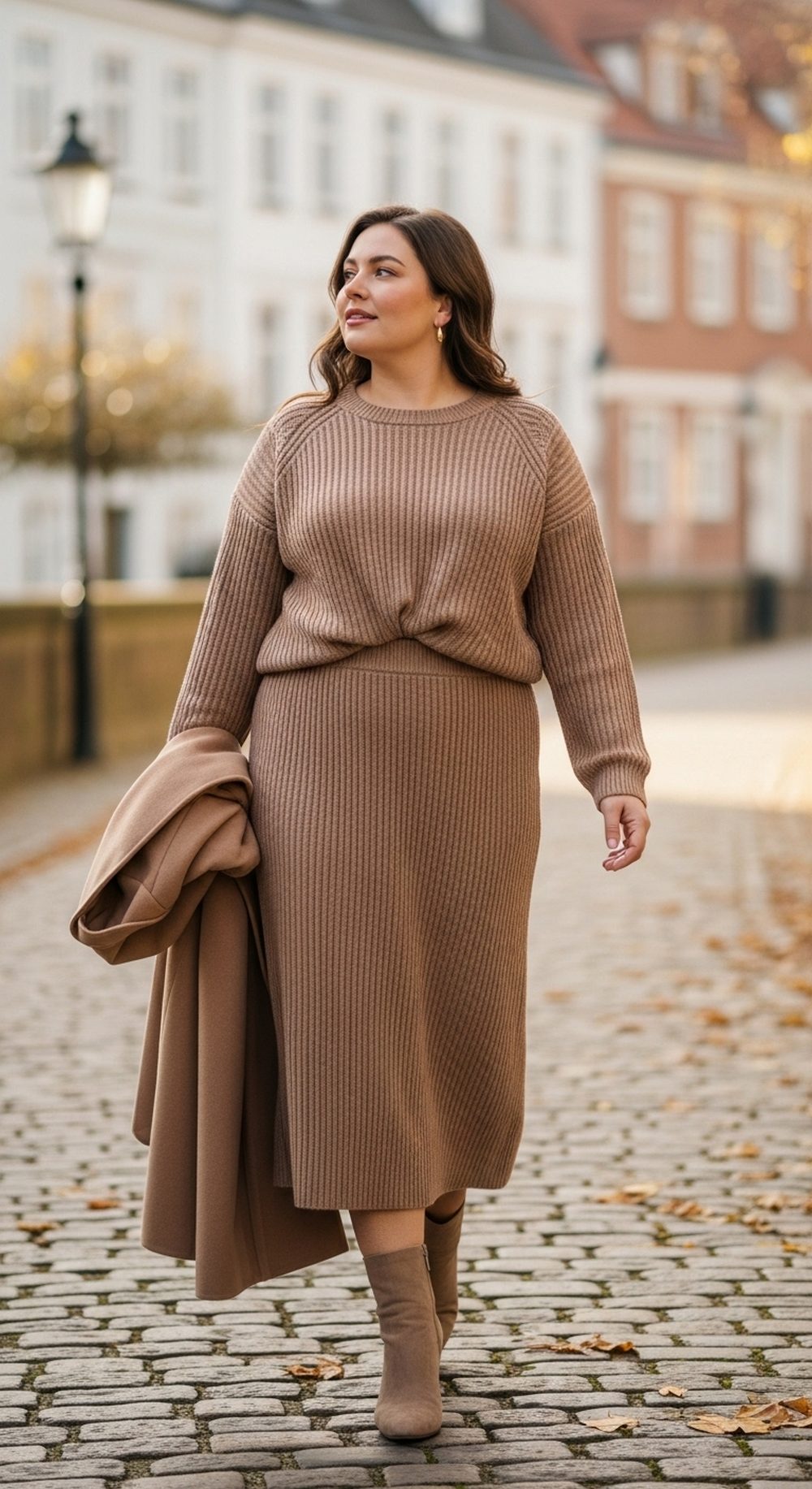 Sweater Skirt Set with Ankle Boots