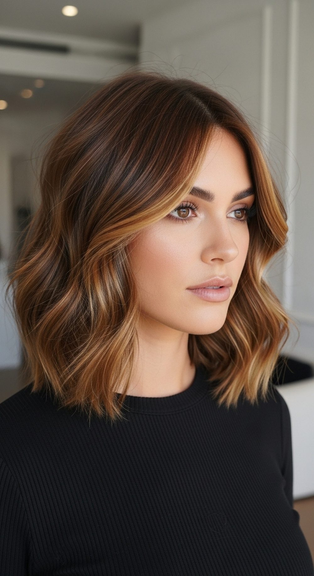 Wavy Italian Bob with Face Framing Layers